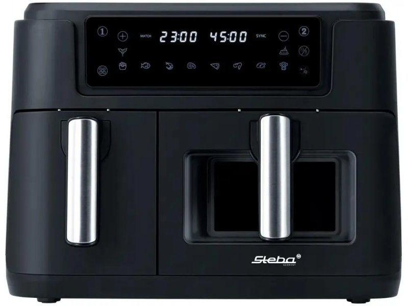 Steba HF 9500 Duo аэрогриль чёрный две корзины 9.5 л вид спереди