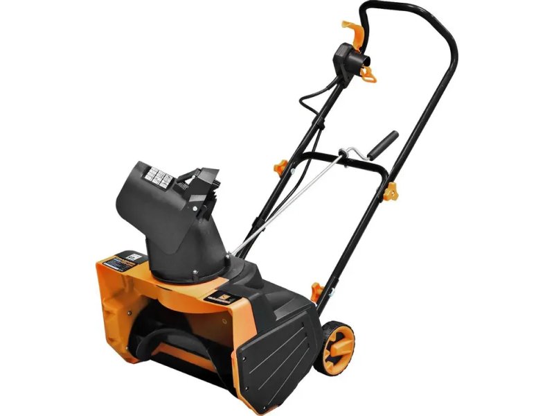 Carver STE 2146 электрический снегоуборщик оранжево-чёрный корпус колёса выпускной лоток