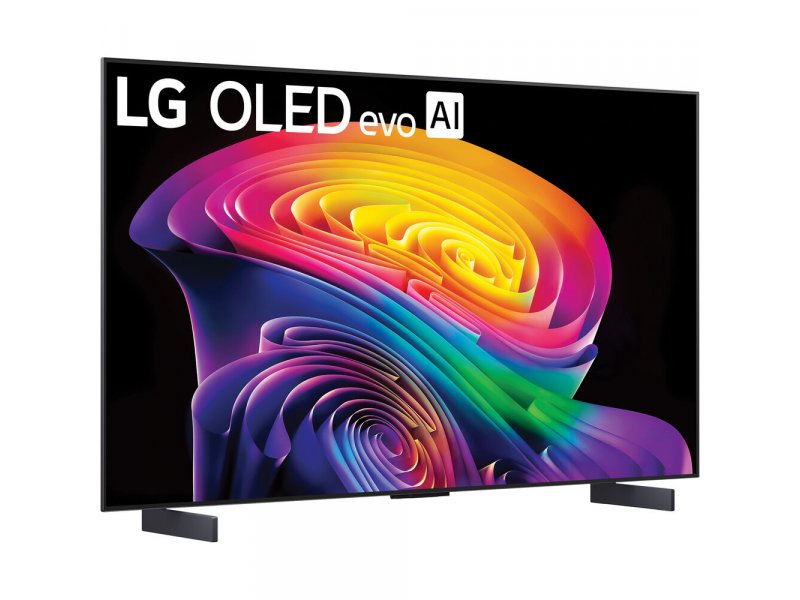 LG OLED42C6RLA боковой вид &mdash; тонкий 4-сантиметровый профиль корпуса и минималистичная подставка