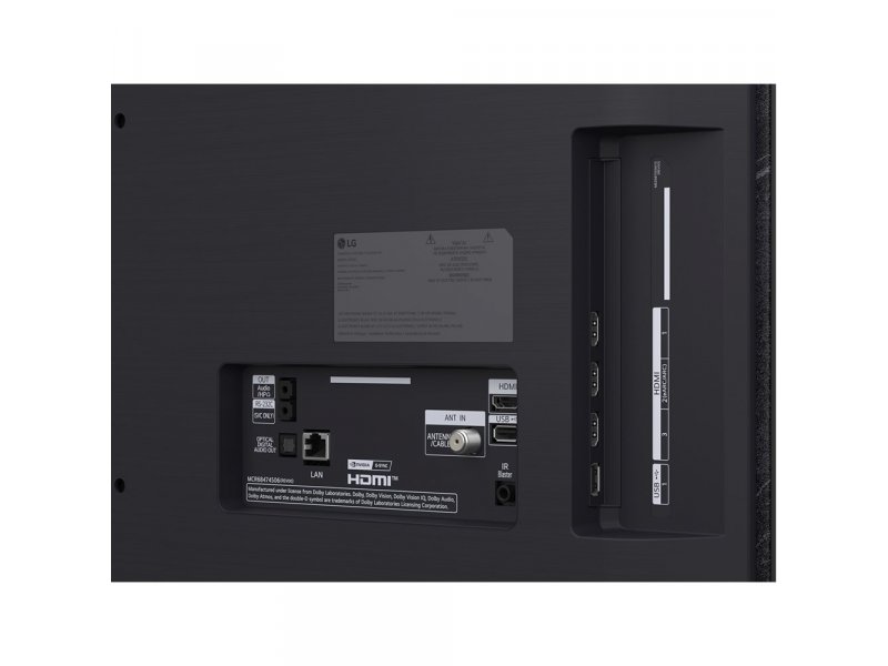 LG OLED48C6RLA &mdash; крупный план разъёмов задней панели: HDMI, LAN, оптический аудиовыход
