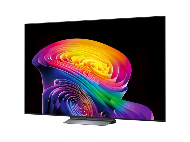 LG OLED77C6RLA — боковой вид, тонкий корпус OLED на подставке, угол 45 градусов