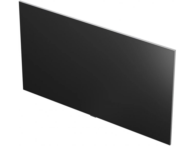 LG OLED97G6 — боковой профиль под углом, экстремально тонкий корпус 2,8 см
