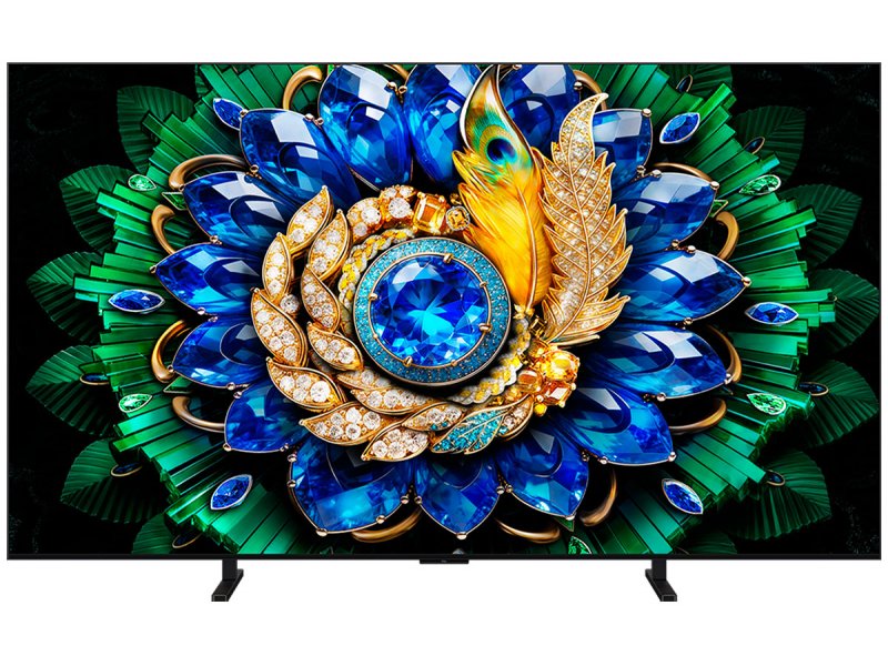 TCL 55A400M QD Mini LED 55 дюймов &mdash; фронтальный вид с включённым экраном, характеристики VRR 144 Гц и HDR