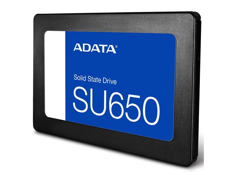 ADATA SU650 2TB боковой ракурс &mdash; разъёмы SATA питания и данных на торце накопителя