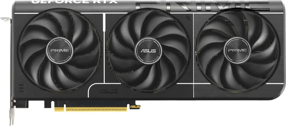 ASUS GeForce RTX 5070 PRIME вид сверху три вентилятора охлаждения Triple Fan
