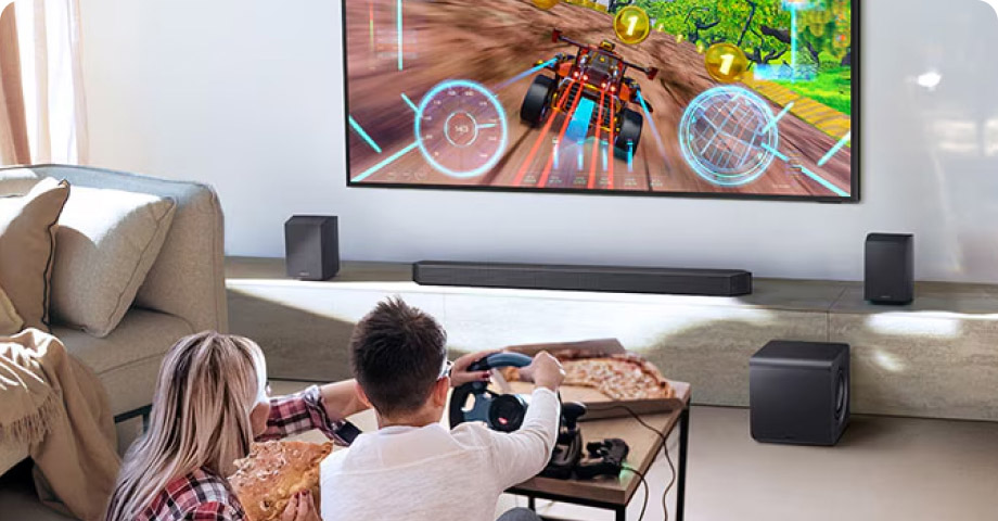 Samsung HW-Q990F в игровом режиме Game Pro &mdash; гонки на телевизоре с объёмным звуком