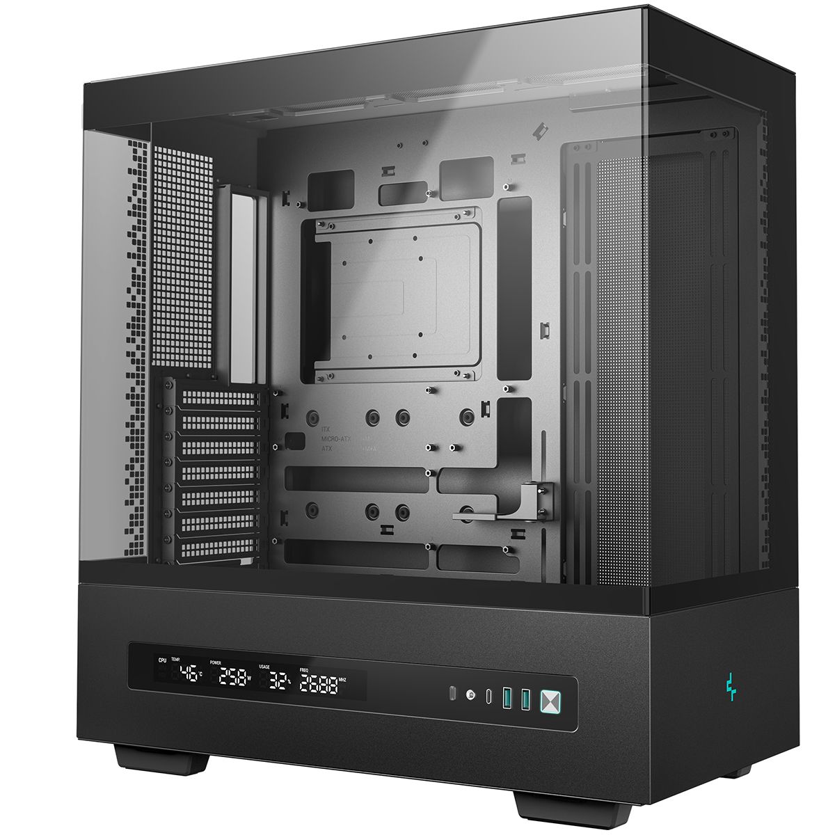 DeepCool CH690 DIGITAL внутреннее расположение компонентов — крепления видеокарты и кулеры