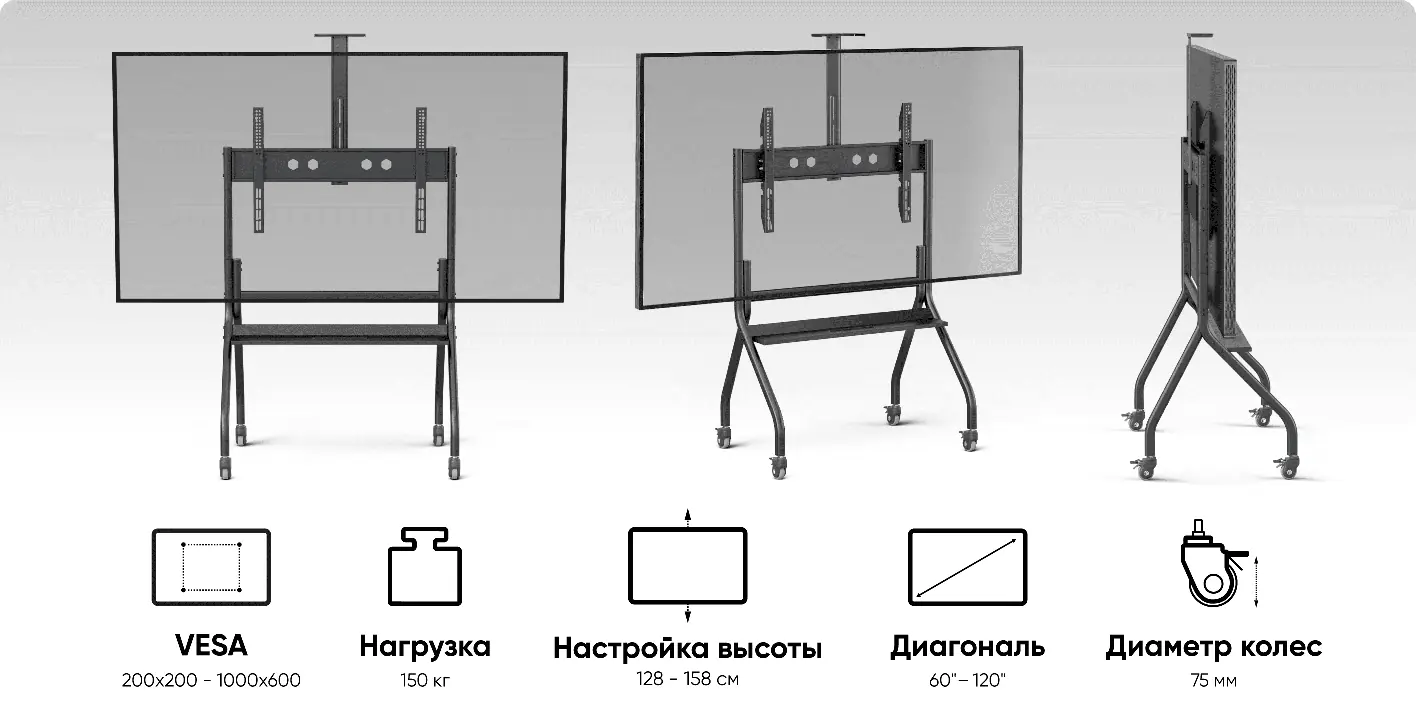 Onkron TS2080 стойка для телевизора — технические характеристики VESA, нагрузка, диагональ