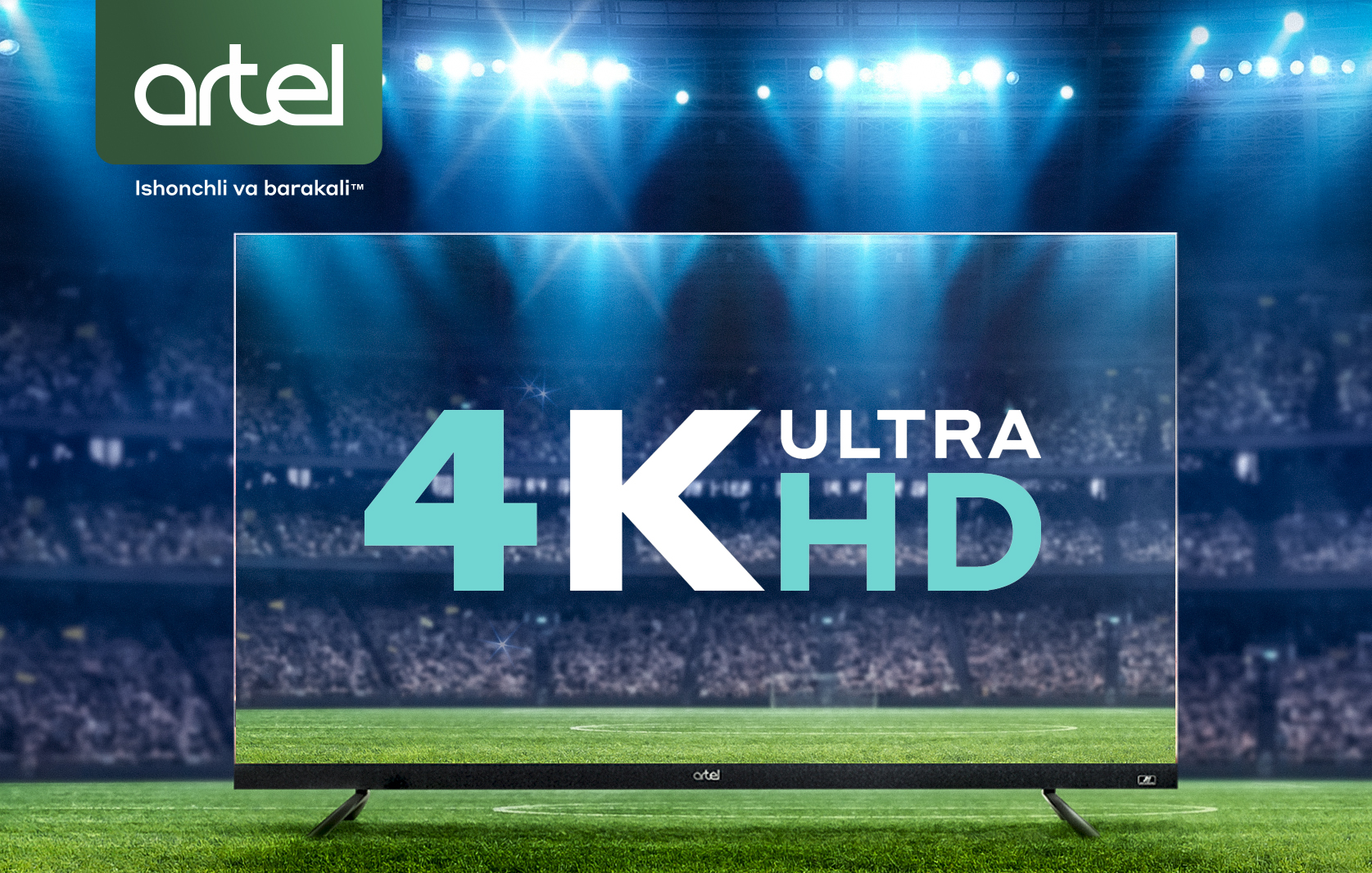 Artel A55LU8500 55 дюймов 4K Ultra HD — вид спереди на подставке