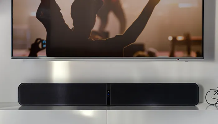 Bluesound Pulse Soundbar+ Black вид сбоку размеры установка