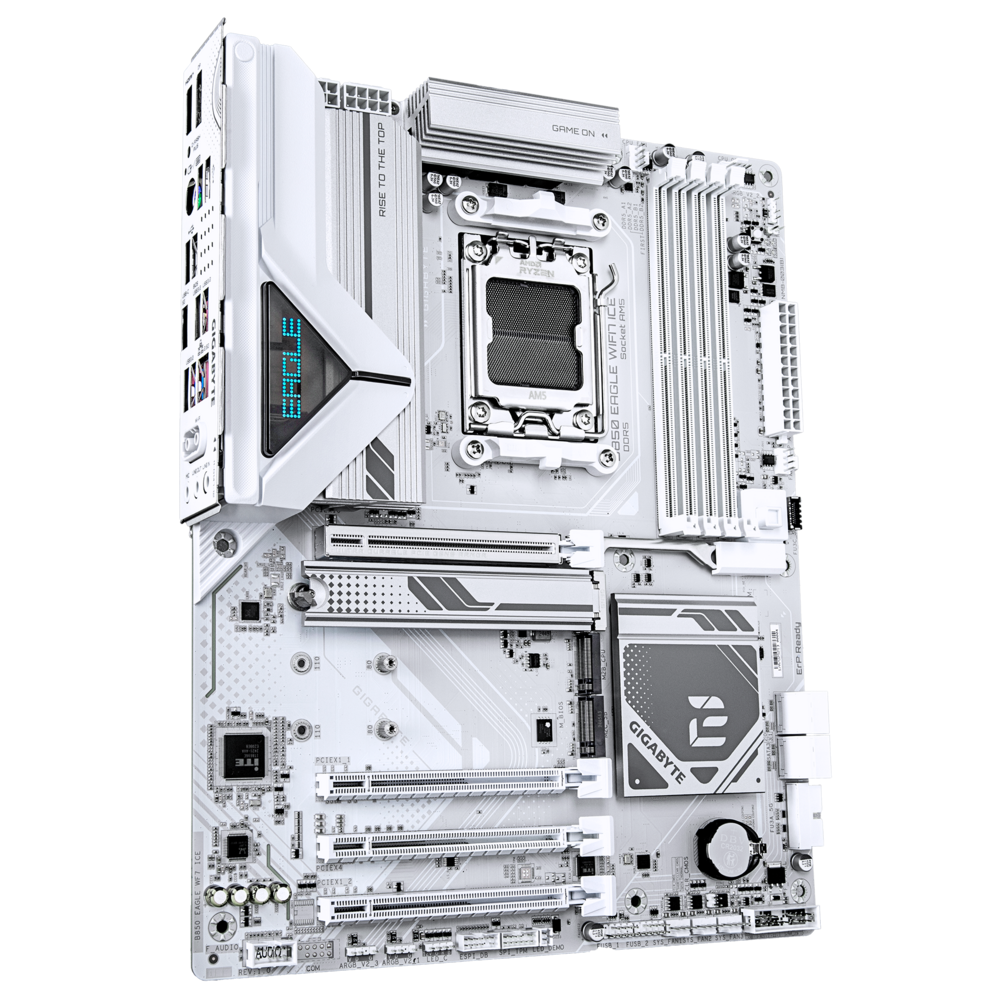 Gigabyte B850 Eagle Wifi7 Ice общий вид плата AM5 ATX чипсет B850