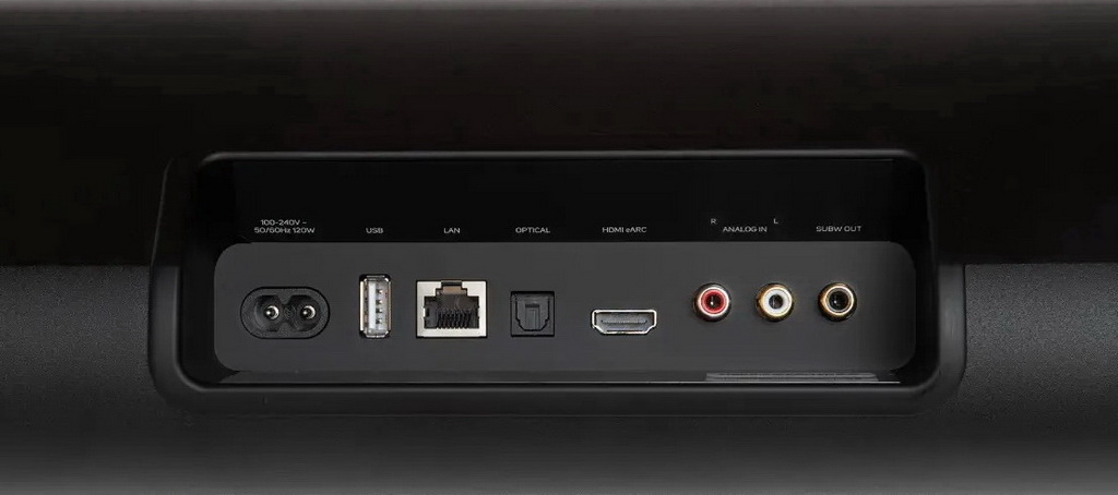 Bluesound PULSE CINEMA MINI Tan &mdash; панель подключений HDMI Ethernet USB