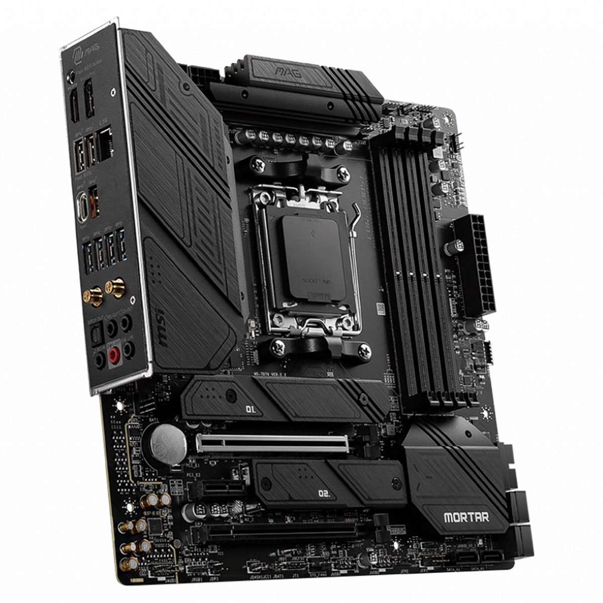 MSI MAG B650M Mortar WiFi &mdash; задняя панель I/O с портами USB, HDMI, DisplayPort и аудиоразъёмами