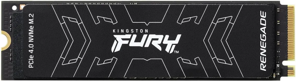Kingston Fury Renegade 4TB M.2 NVMe SSD вид сверху, чёрный корпус с белым логотипом