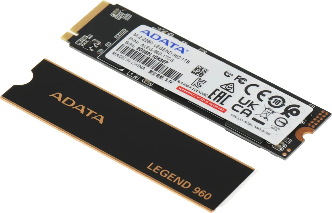 ADATA Legend 960 1 ТБ — контроллер и 3D TLC NAND под наклейкой