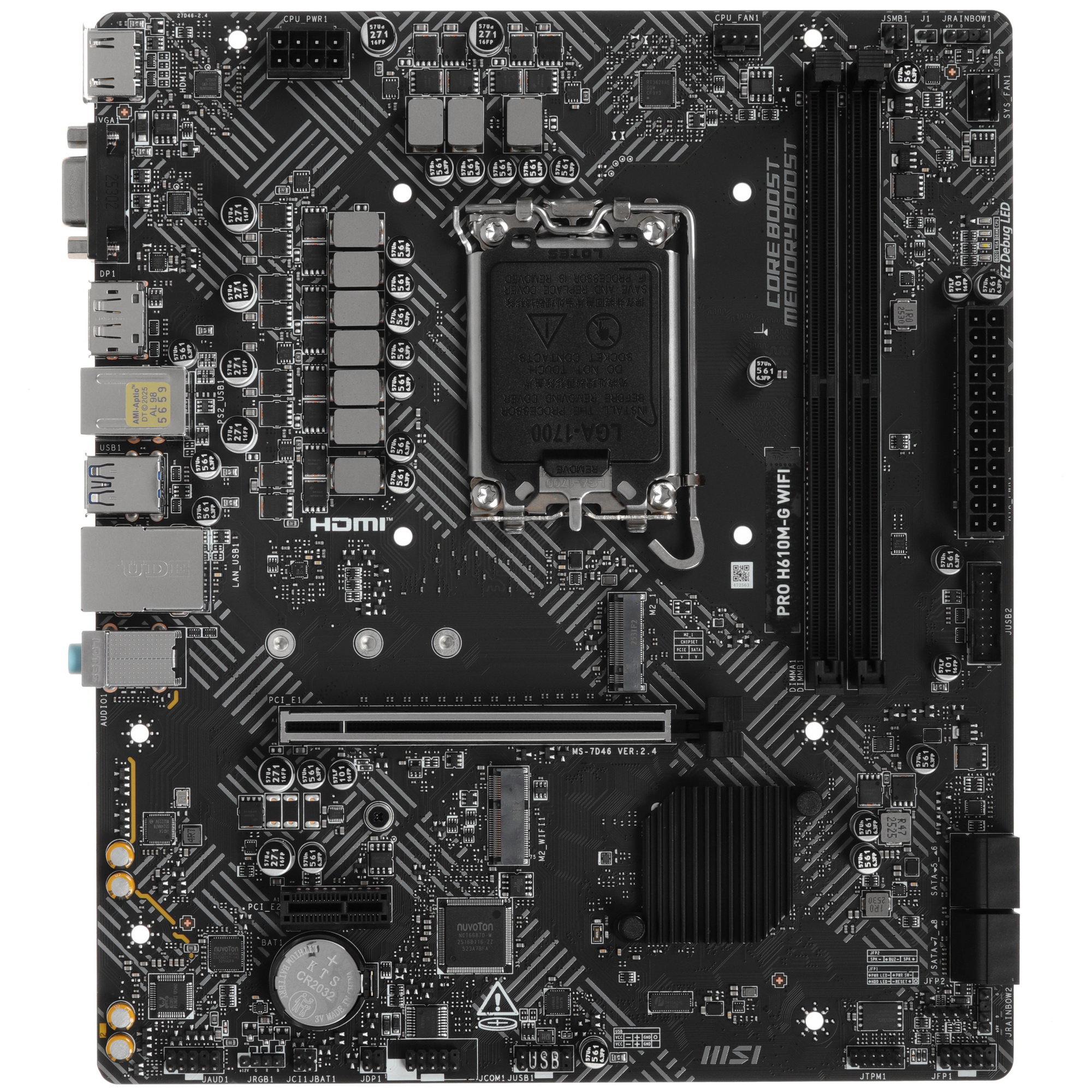 MSI Pro H610M-G WIFI материнская плата mATX Intel H610 LGA 1700 общий вид