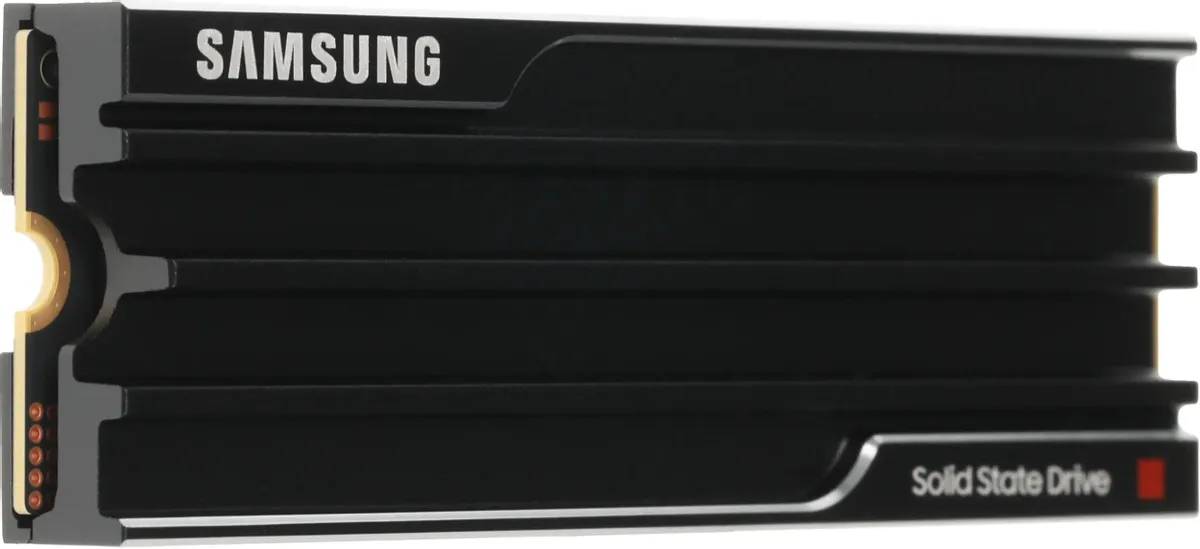 Samsung 9100 PRO Black боковой вид с красными светодиодными индикаторами активности
