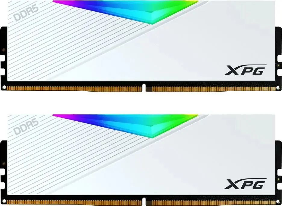 ADATA Lancer AX5U6000C3032G-DCLARWH DDR5 белый радиатор с RGB-подсветкой крупный план