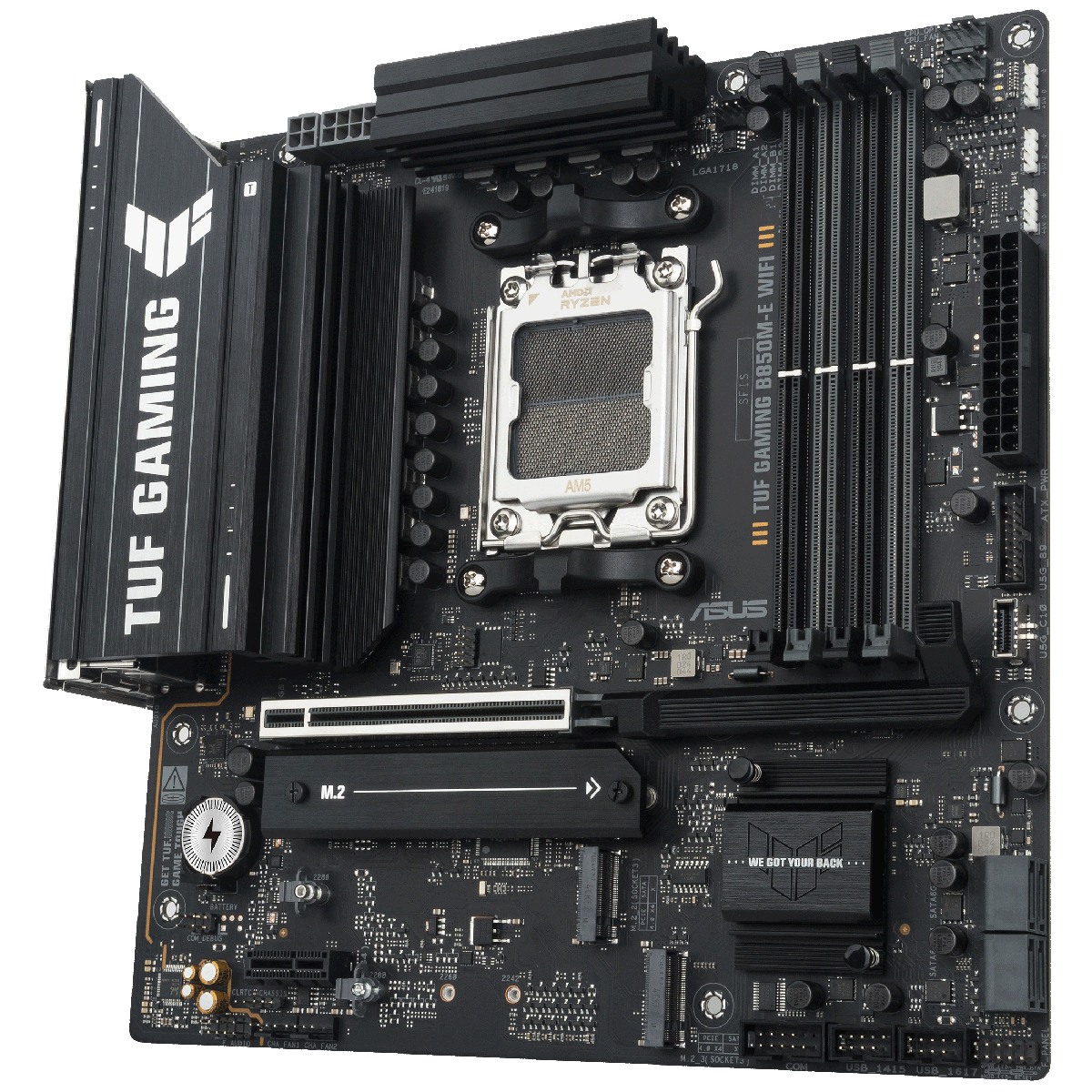 ASUS TUF Gaming B850M-E WiFi слоты M.2 и зона накопителей PCIe 5.0