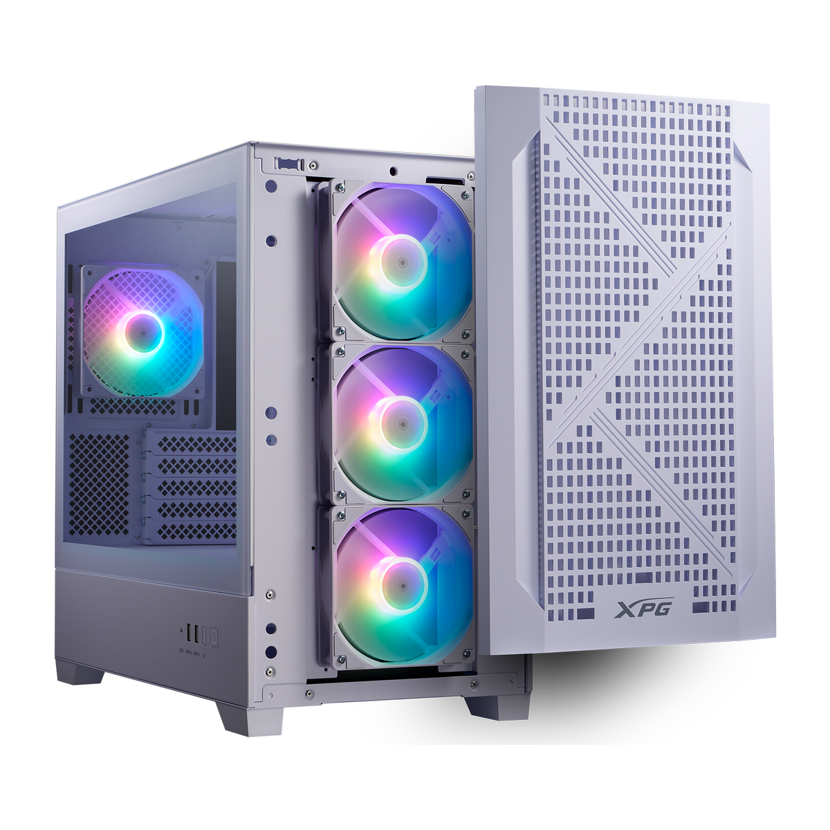 ADATA XPG LANDER 300 три RGB вентилятора на фронтальной панели и внутреннее расположение компонентов