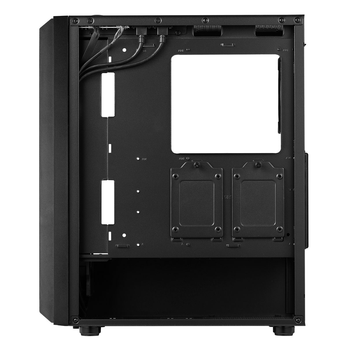 ADATA XPG VALOR STORM открытый корпус вид на места под видеокарту и кабельный менеджмент
