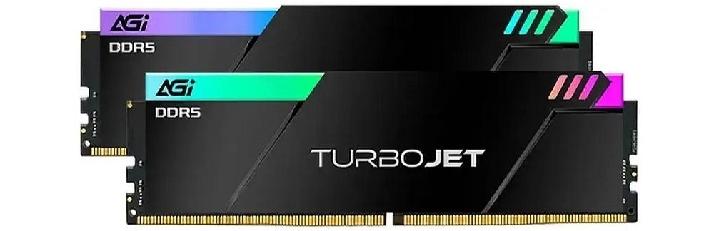 AGI AGI6APC16UD858-DC два модуля DDR5 6000 МГц с RGB подсветкой вид сверху