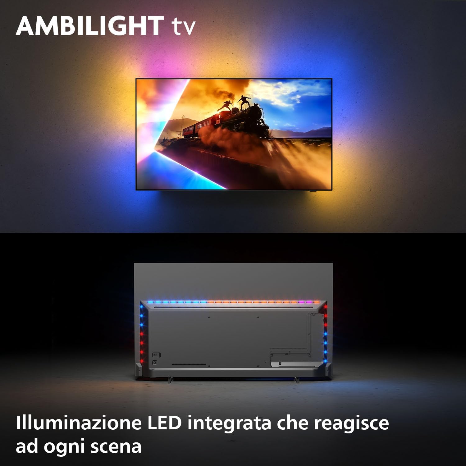 Philips 55OLED770 — Ambilight многоцветная LED-подсветка вокруг экрана реагирует на содержимое
