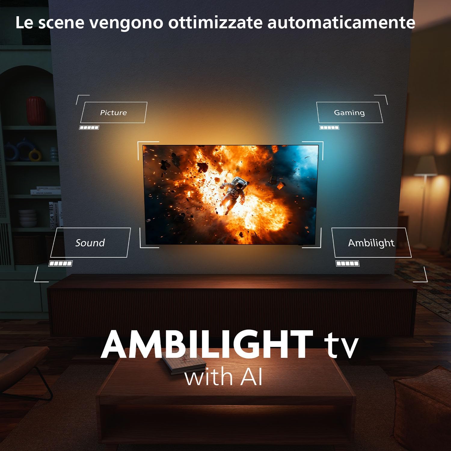 Philips 55OLED770 Ambilight TV with AI — автоматическая оптимизация режимов Picture, Gaming, Sound, Ambilight
