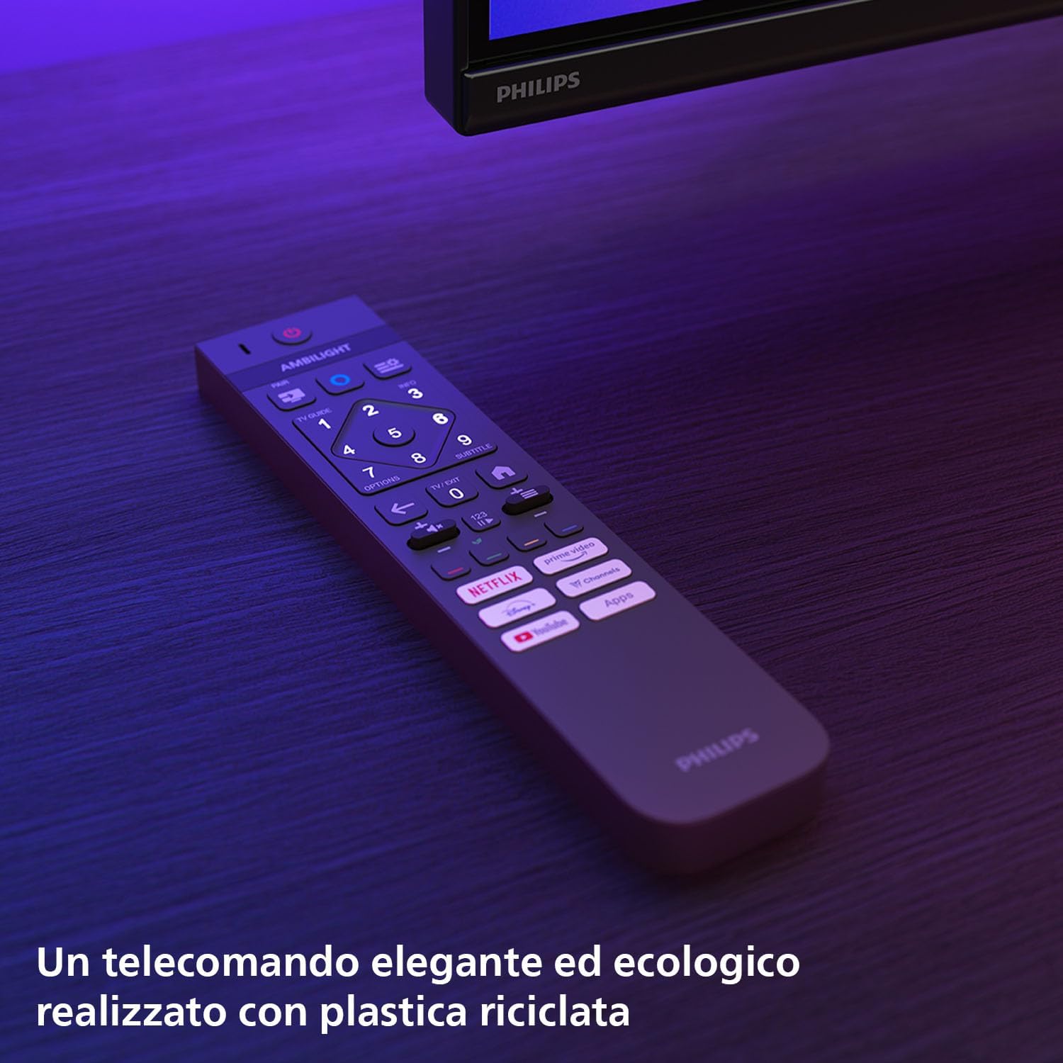 Philips 55OLED770 — вид телевизора в интерьере, установка на подставке