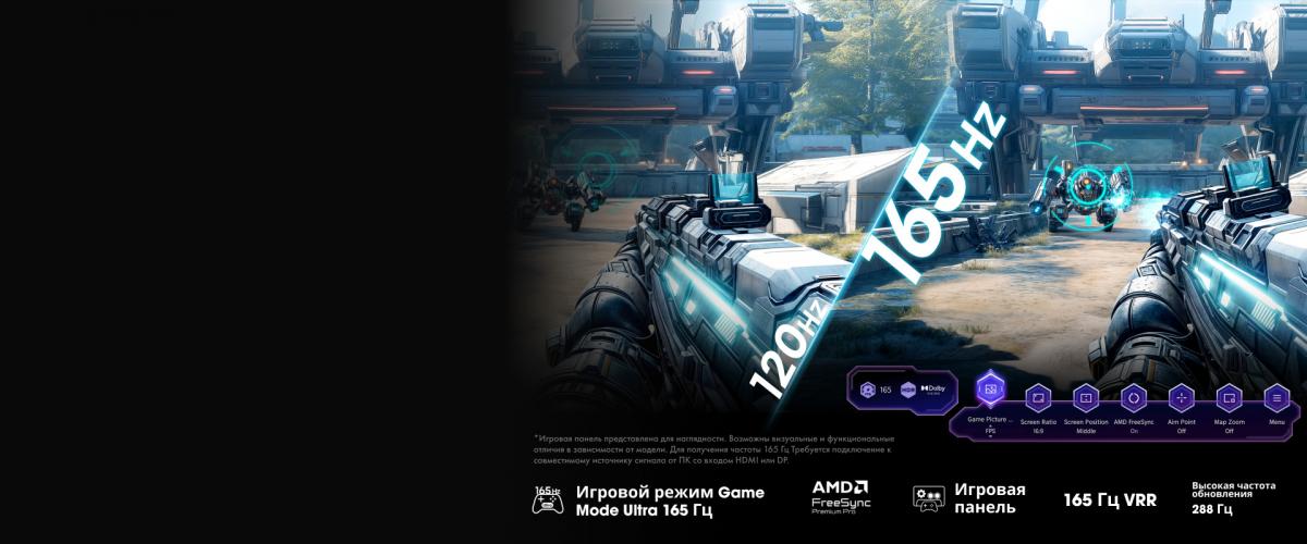 Game Mode Ultra 165 Гц в Hisense 65U7Q Pro — игры нового поколения