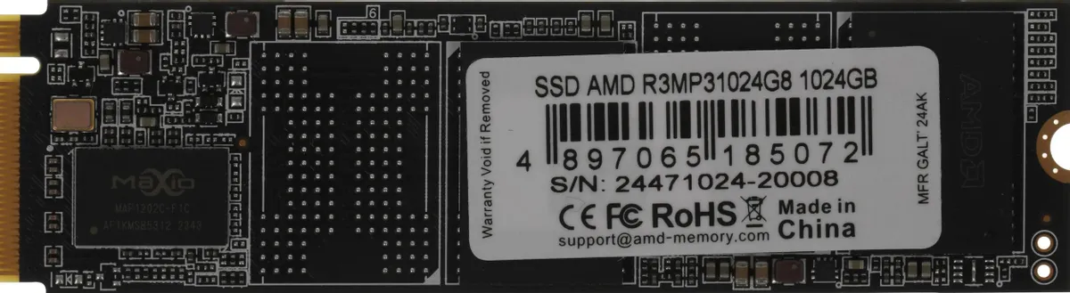 AMD Radeon R3 Series R3MP31024G8 — вид накопителя M.2 2280 сверху