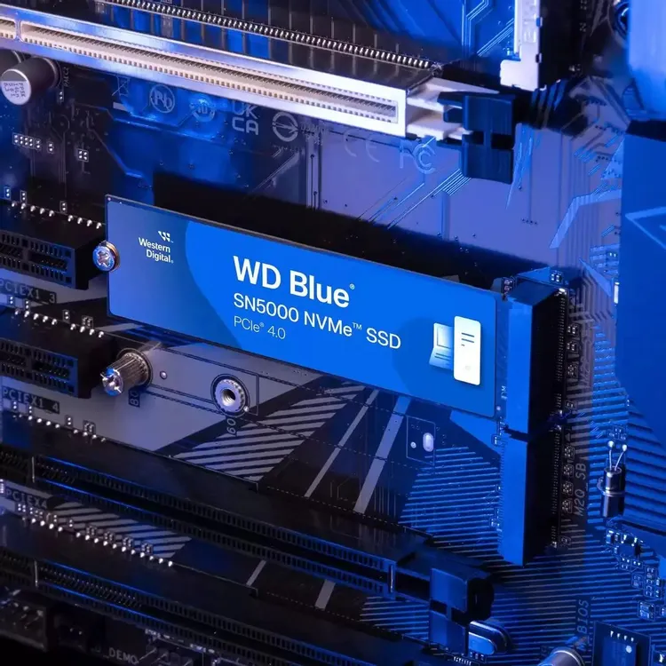 Western Digital SN5000 NVMe SSD установлен в слот M.2 на материнской плате PCIe 4.0