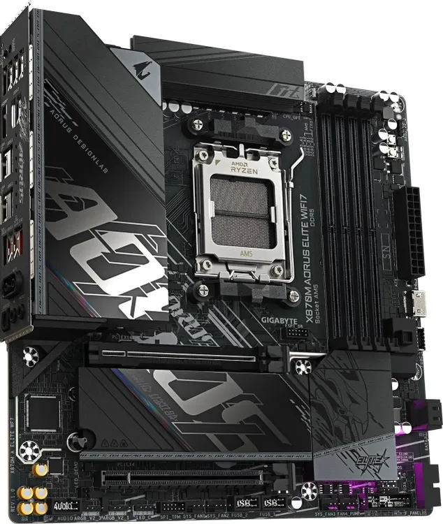 Gigabyte X870M Aorus Elite WiFi7 общий вид платы AM5 mATX