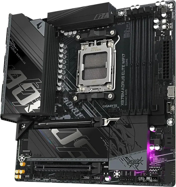 Gigabyte X870M Aorus Elite WiFi7 разъёмы на плате задняя панель портов