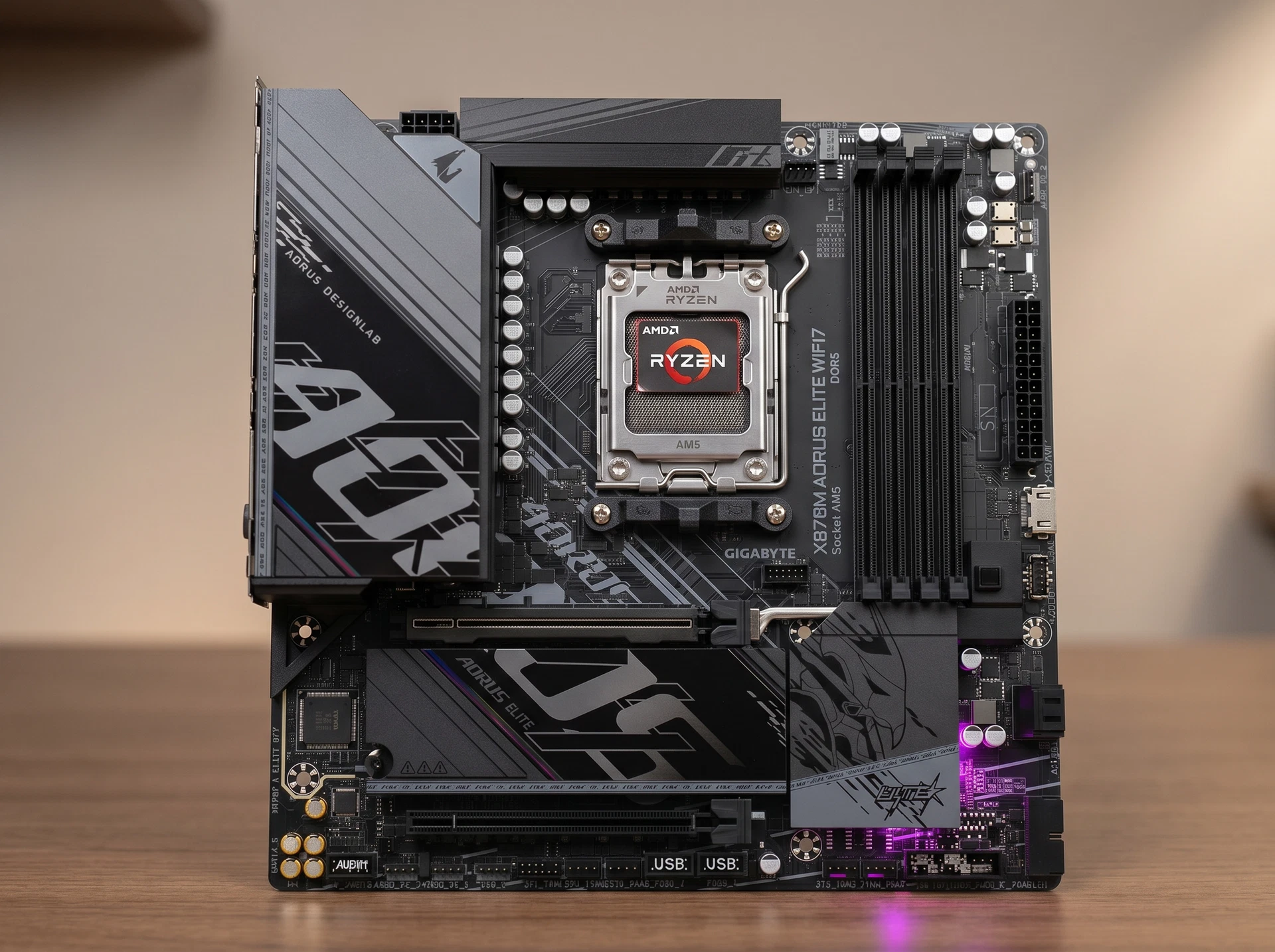 Материнская плата Gigabyte X870m Aorus Elite Wifi7, Socket AM5, AMD X870, mATX, RTL - фото в интерьере