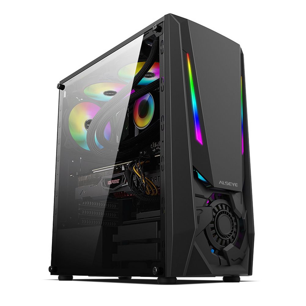 Alseye Reactor-B вид спереди RGB-подсветка и прозрачная боковая панель