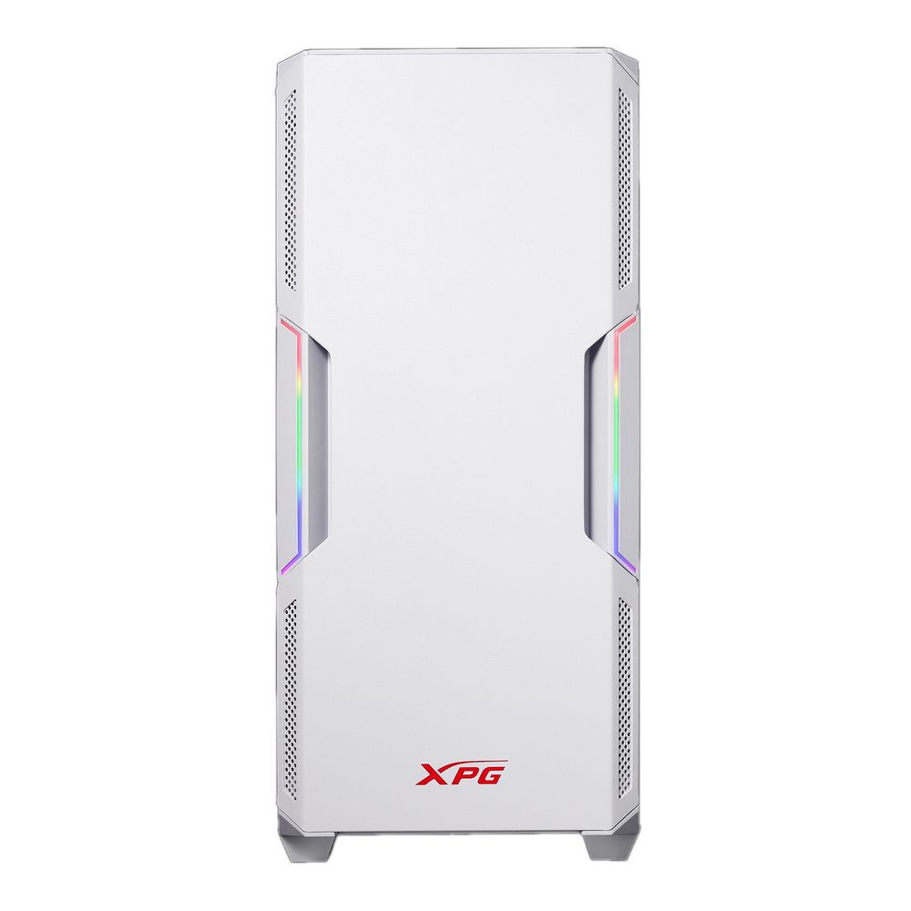 ADATA XPG STARKER STARKER-WHCWW белый корпус вид спереди с ARGB-подсветкой и логотипом XPG