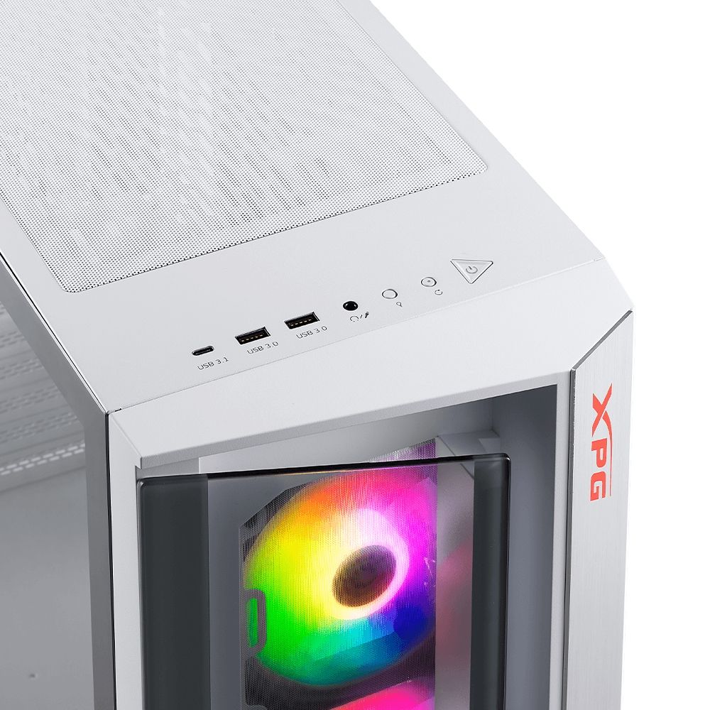 ADATA XPG CRUISER белый Mid-Tower корпус вид спереди закалённое стекло ARGB