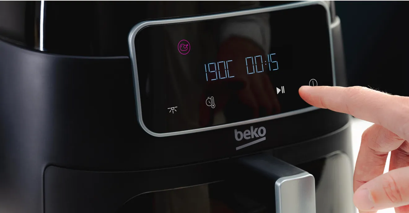 Beko FRL 3374 B сенсорный дисплей &mdash; температура 190&deg;C и таймер 00:15 с иконками режимов