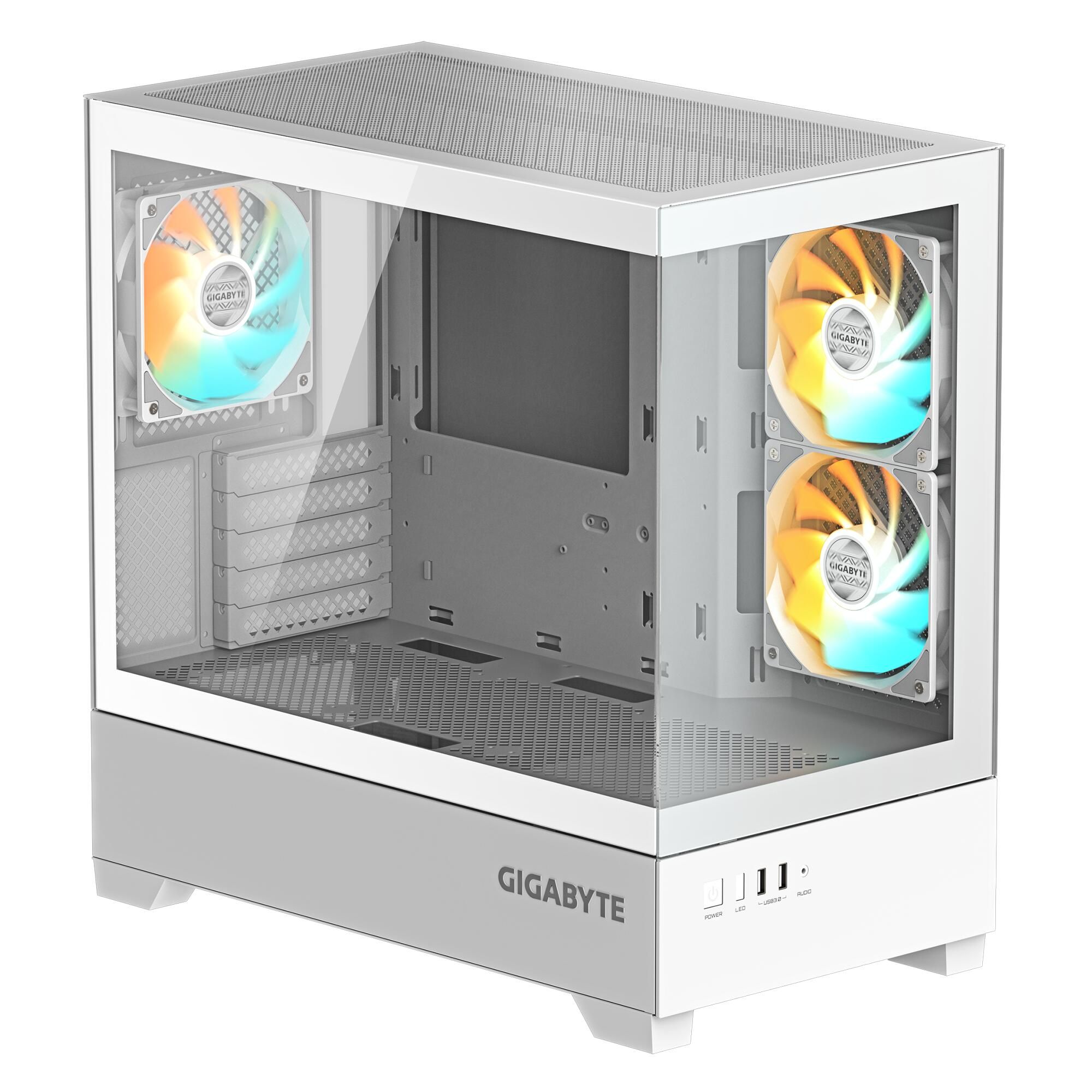 Gigabyte C201 Panoramic внутреннее пространство с боковым ARGB-вентилятором и прозрачной панелью