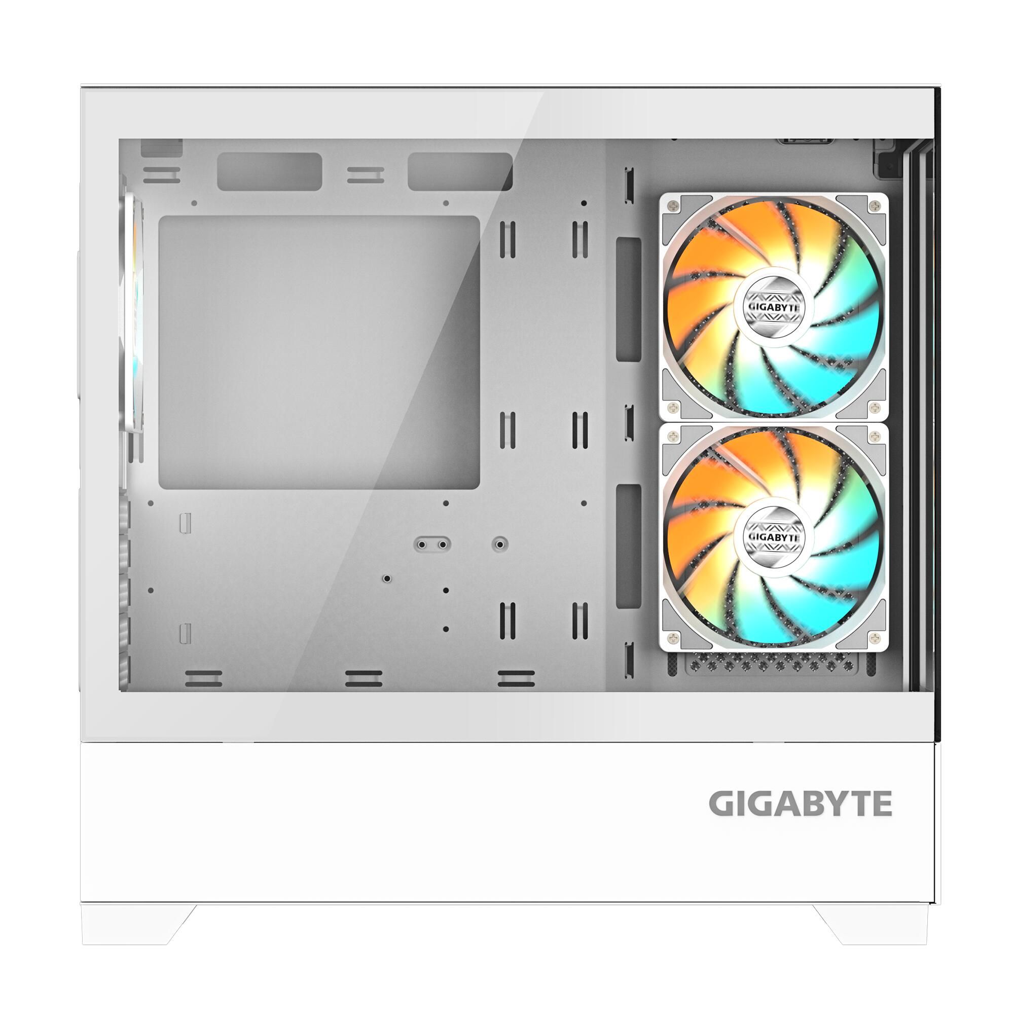 Gigabyte C201 Panoramic вид сверху с откидной крышкой и посадочными местами для вентиляторов