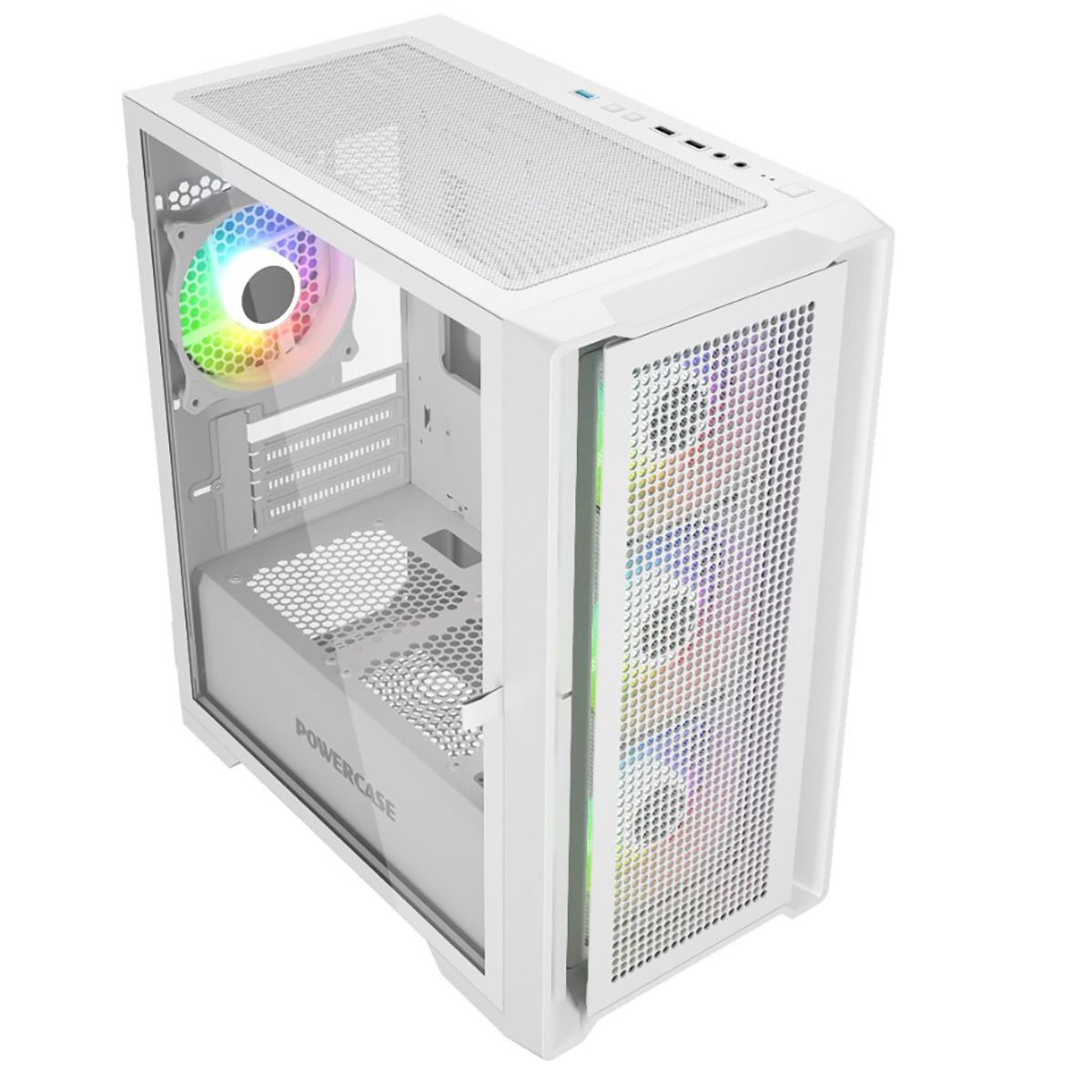 PowerCase Alisio Micro X4W V2 белый — внутреннее пространство, кожух БП и кабель-менеджмент
