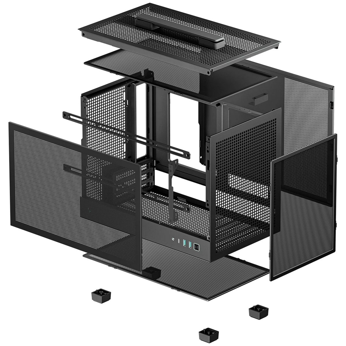 DeepCool CH160 MESH разобранный вид с отделёнными панелями и демонстрацией модульной конструкции