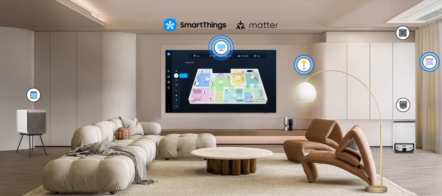 Платформа SmartThings на Samsung QE75QN70F — управление умным домом через телевизор