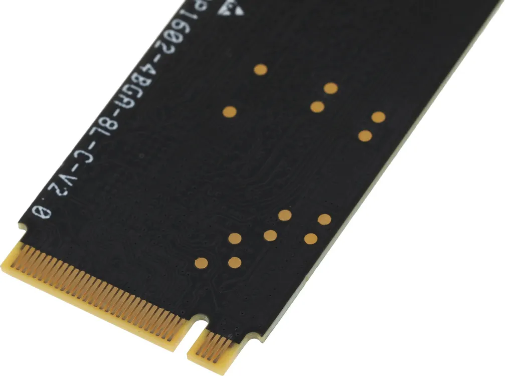 AMD Radeon R3MP42048G8 — боковой профиль с разъёмом M.2 и позолоченными контактами подключения