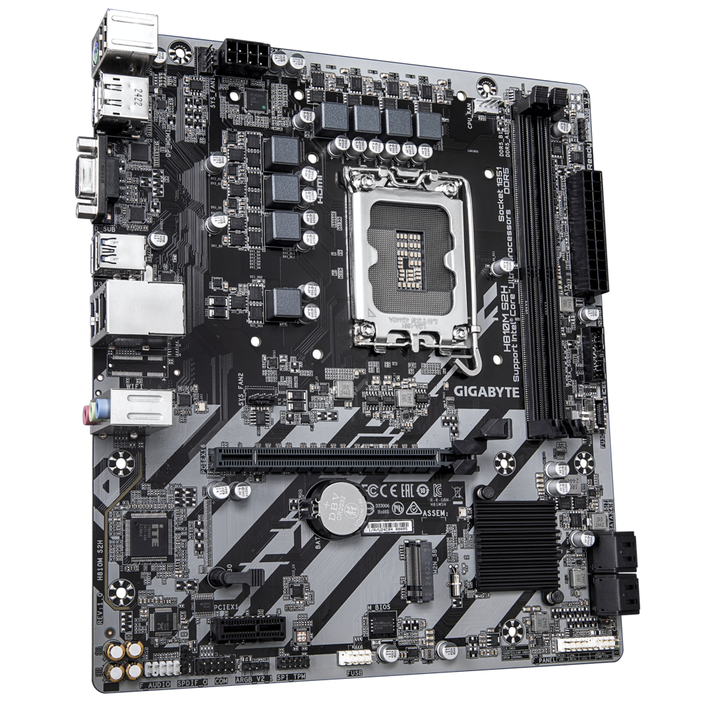 Gigabyte H810M S2H задняя панель портов — DisplayPort HDMI VGA USB LAN