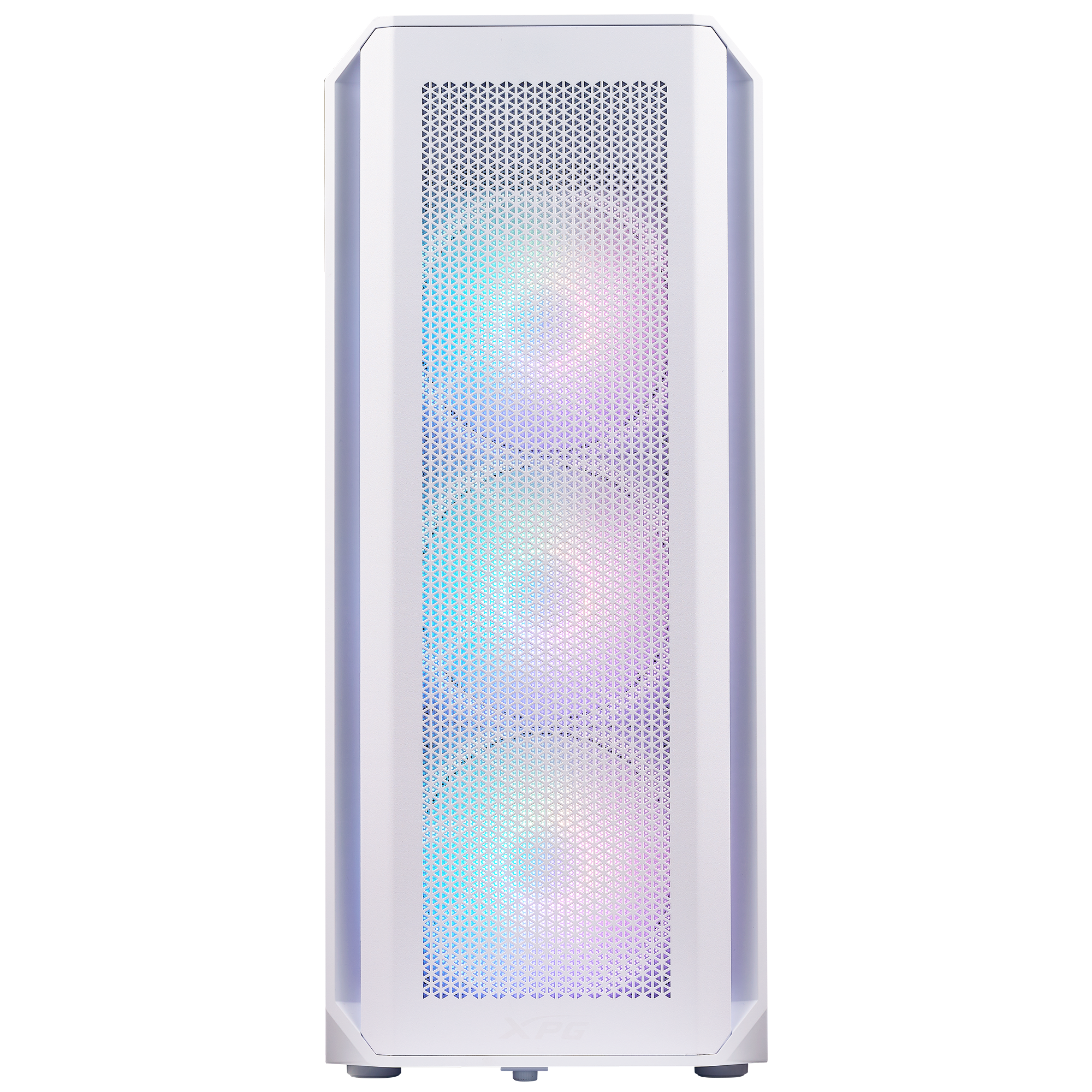 ADATA XPG VALOR AIR PLUS белый корпус вид спереди ARGB-подсветка градиент синий-розовый